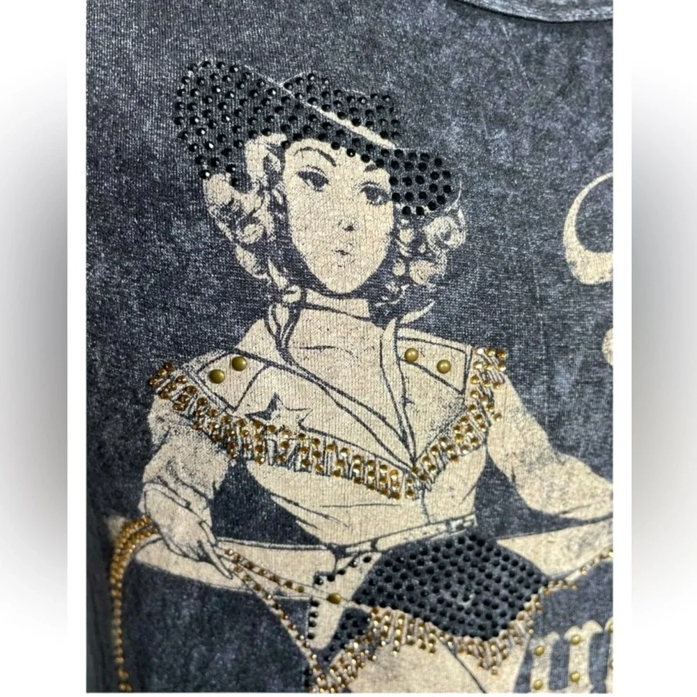 NWOT Shhh I'm Hunting Cowboys Black Distressed Western Tank Top Women's Medium M - Picture 9 of 14